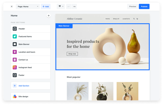 backend view of Square Online Selling Platform