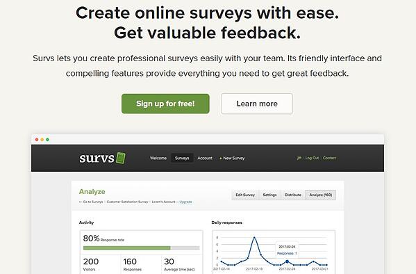 custom survey tool: survs