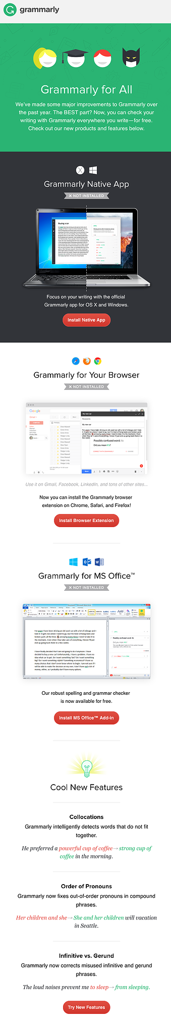 Grammarly features email