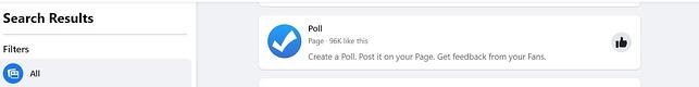 how to create a poll on facebook step 1: search for poll in the search bar and select the first option.