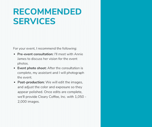 How to Write a Business Proposal: Example Recommended Services