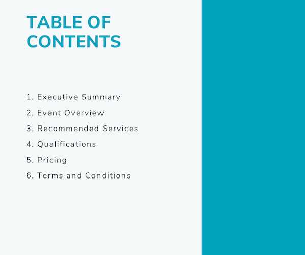 BusinessHow to Write a Business Proposal: Example Table of Contents