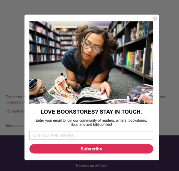 Best Contact Us Pages: Uncle Bobbies Coffee & Books Contact Us Page Pop Up