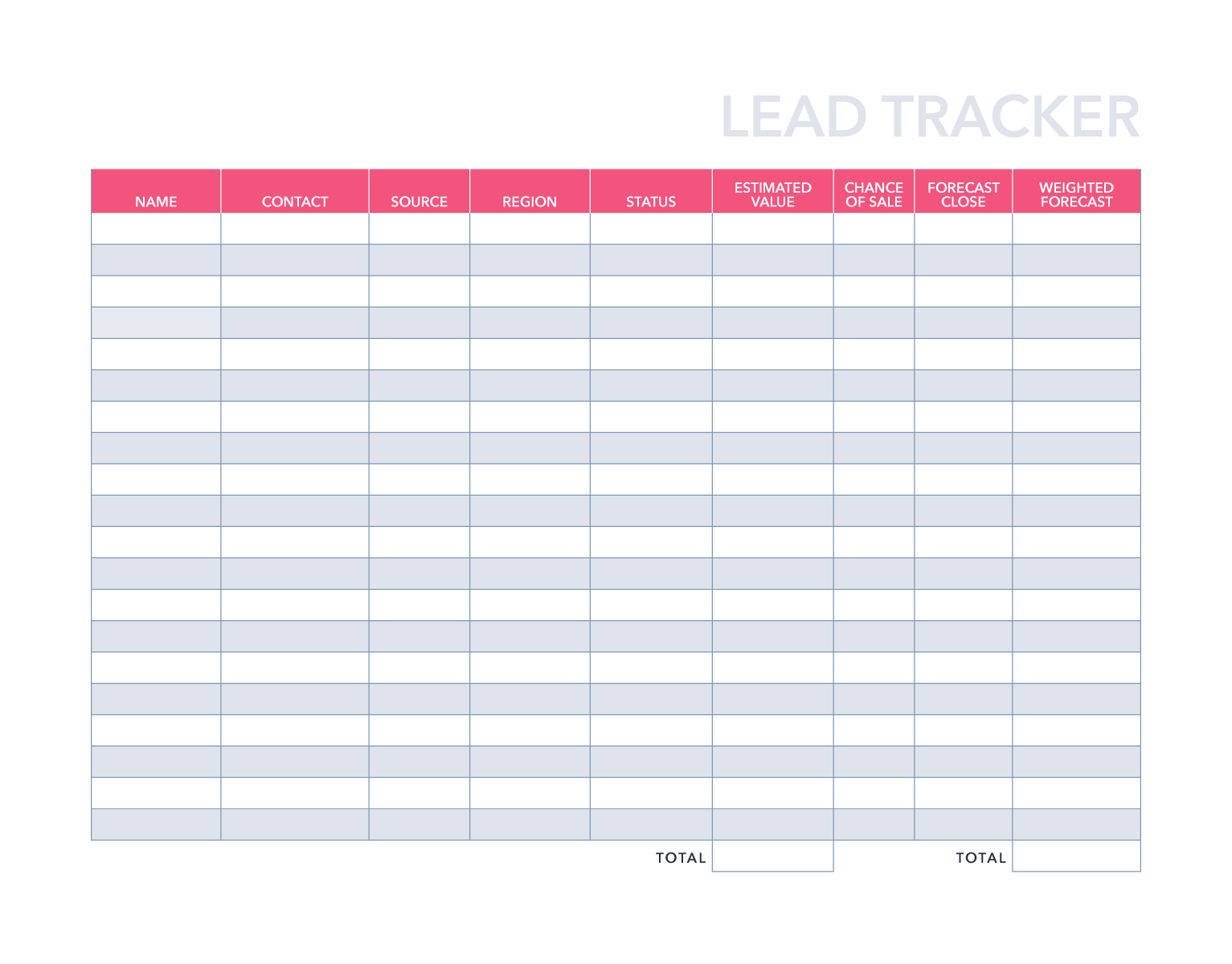 excel sales tracking template: sales lead tracker