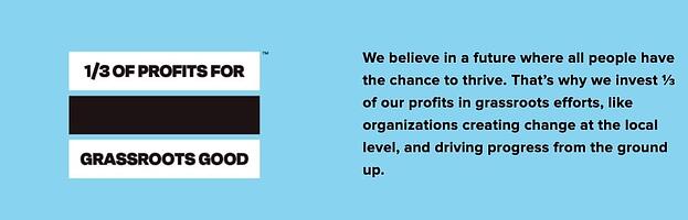 TOMS one third of profits for grassroots good program summary