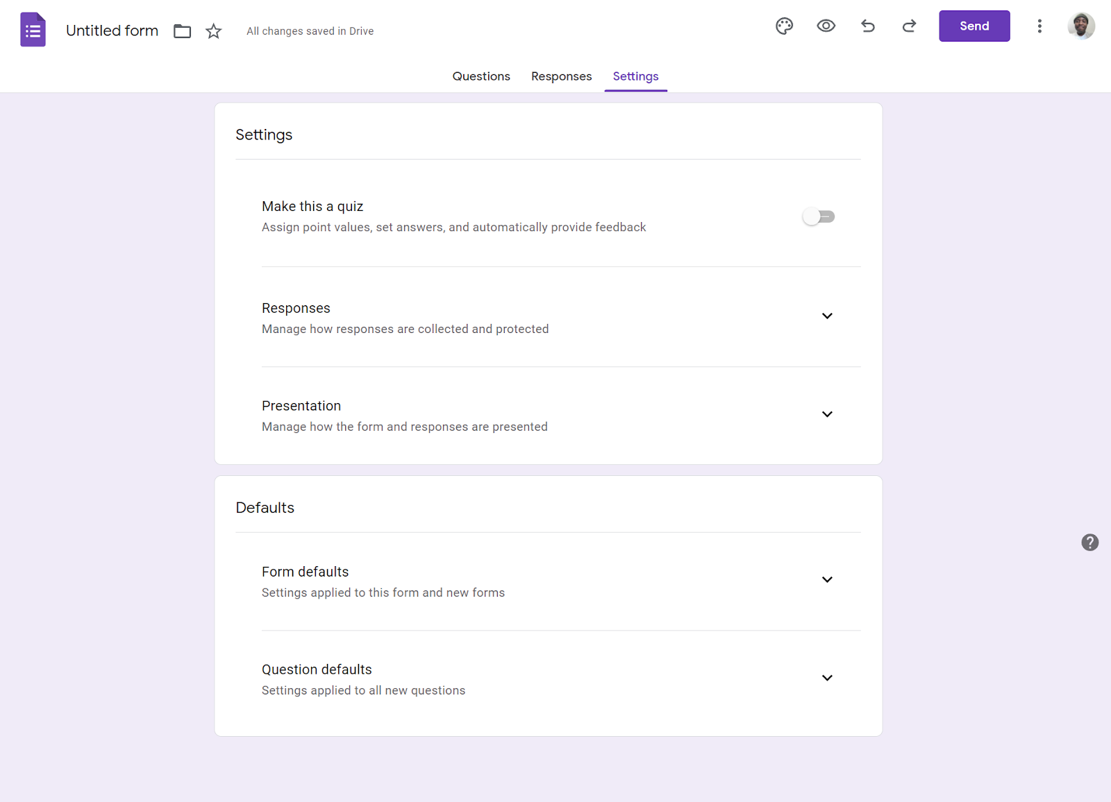 How to create a survey in Google Forms: Adjust the settings of the form