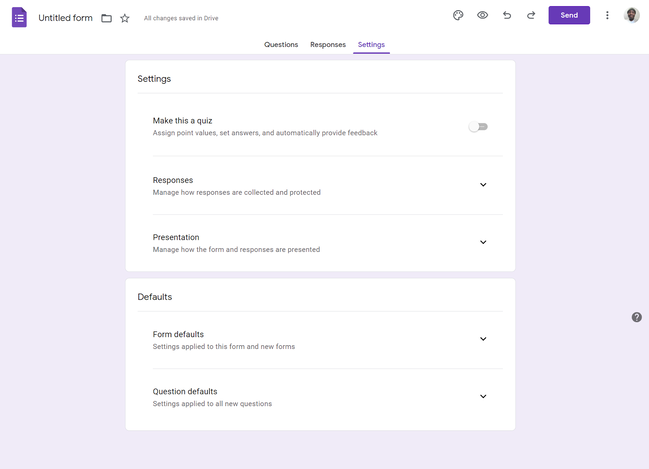 How to create a survey in Google Forms: Adjust the settings of the form