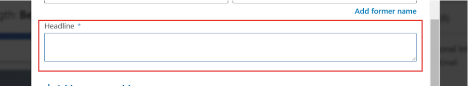 How to write a professional Linkedin headline: step 3 select heading