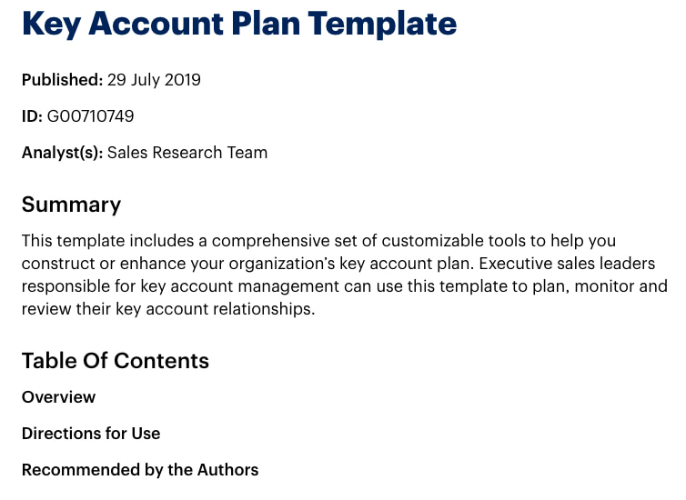account planning template: gartner