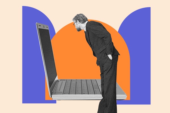 businessperson researching the best contact page examples