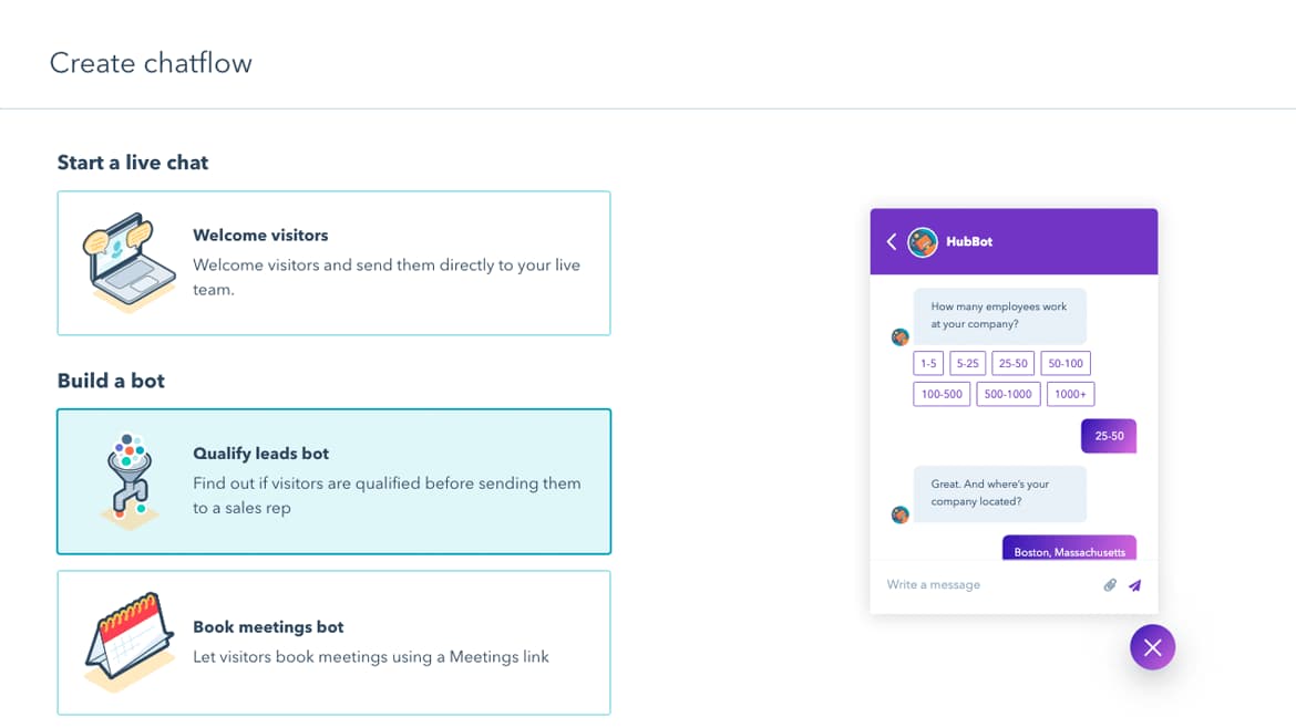 best web chat software: hubspot live chat
