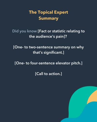 linkedin summary templates for sales: topical expert