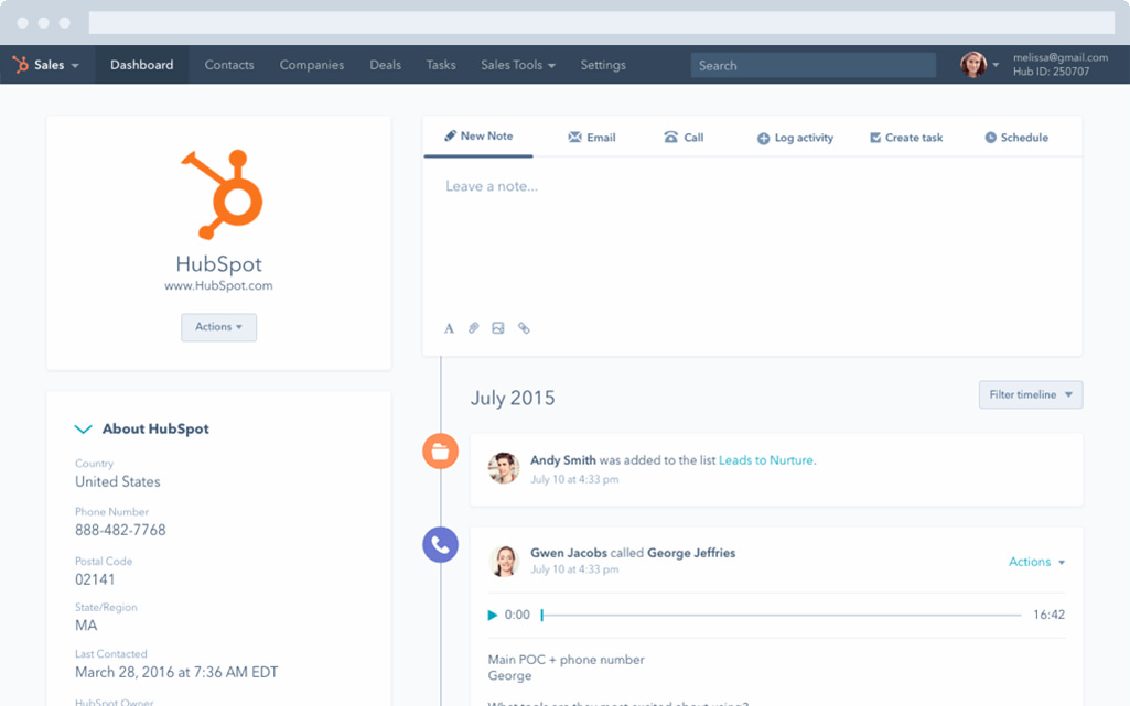 operational type of crm: hubspot