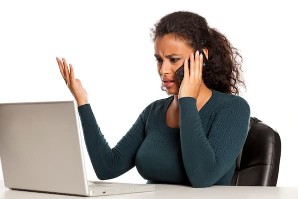 Angry customer talking to customer service rep