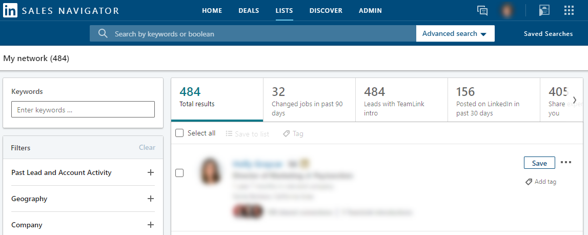 linkedin sales navigator team: custom lists