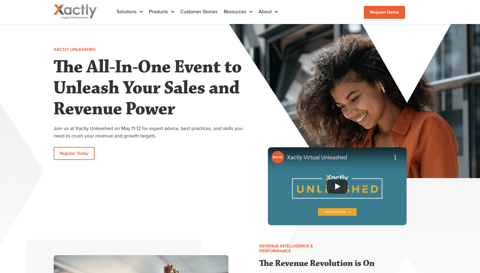 Example product pitch by sales business Xactly on its website