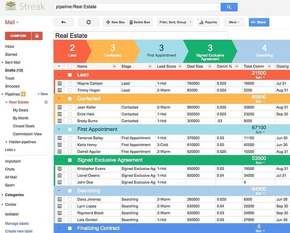 Streal real estate CRM inside Gmail