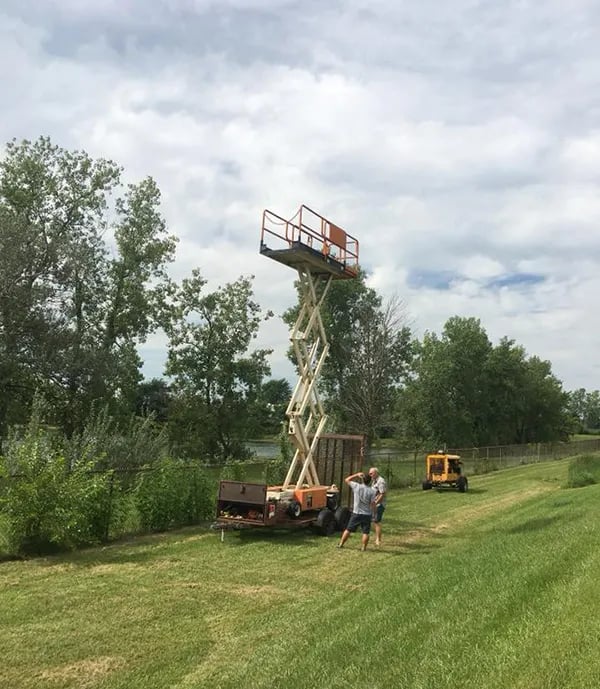 Rob scoping out a scissor lift