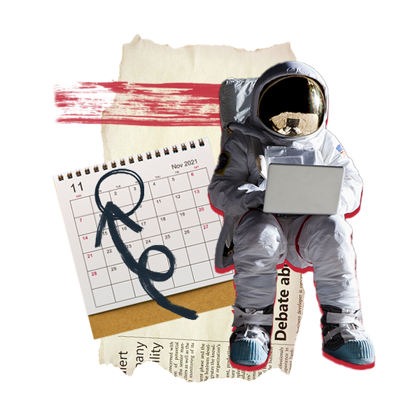 Astronaut reading on a laptop